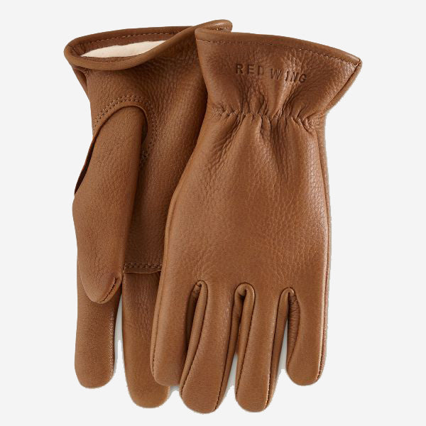 Lined Buckskin Leather Gloves - Nutmeg
