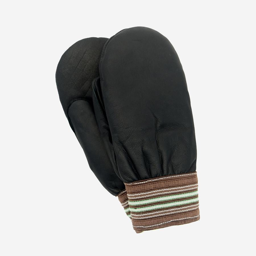 Lined "Garbage" Leather Mitts - Black