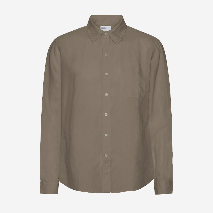 Linen Long-Sleeve Shirt - Dusty Olive