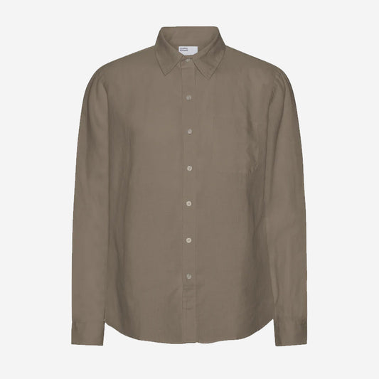 Linen Long-Sleeve Shirt - Dusty Olive