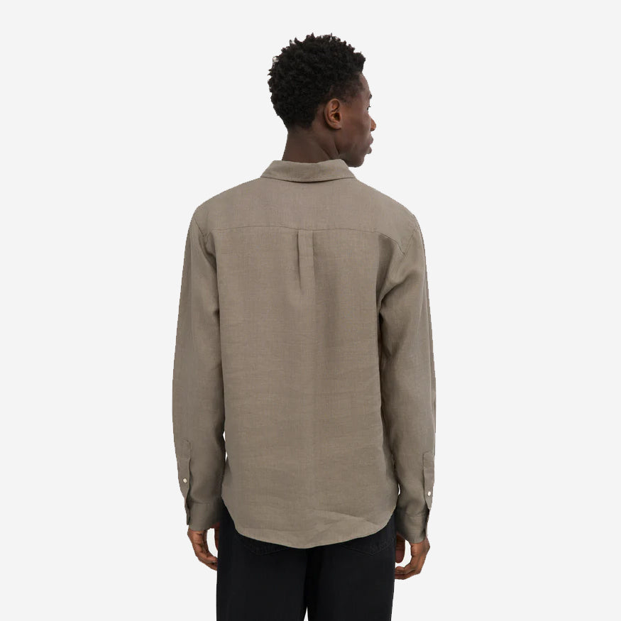 Linen Long-Sleeve Shirt - Dusty Olive