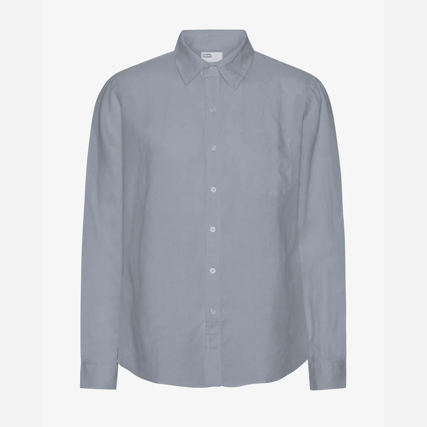 Linen Long-Sleeve Shirt - Steel Blue