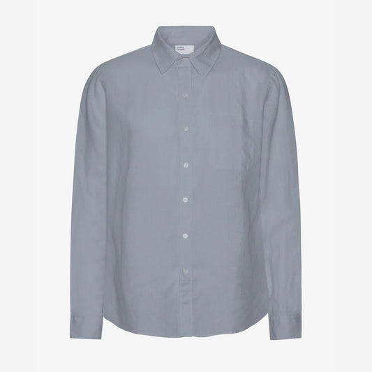 Linen Long-Sleeve Shirt - Steel Blue