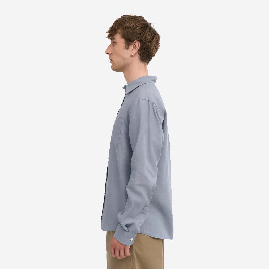 Linen Long-Sleeve Shirt - Steel Blue