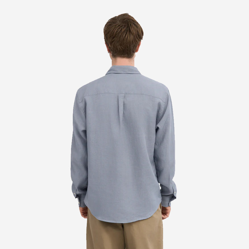 Linen Long-Sleeve Shirt - Steel Blue