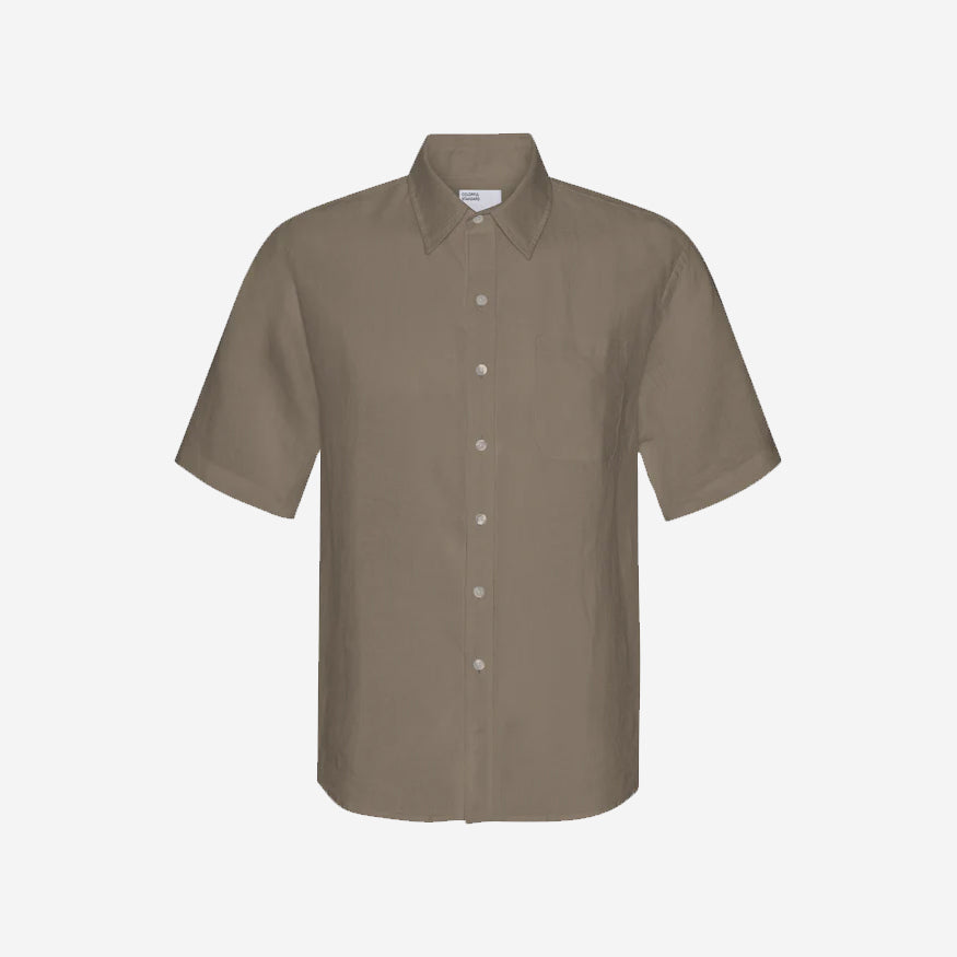 Linen Short-Sleeve Shirt - Dusty Olive