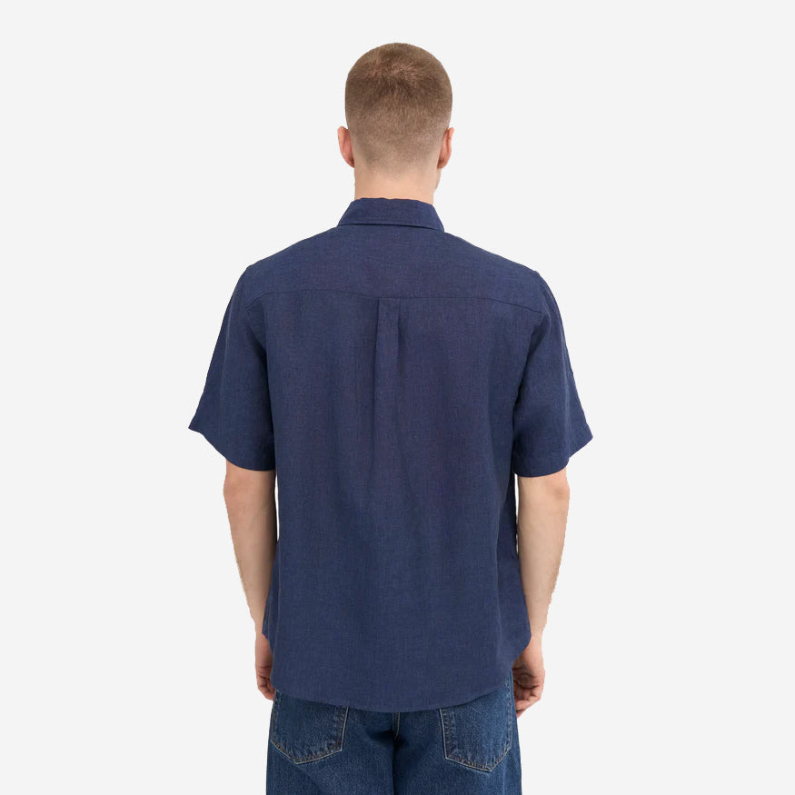 Linen Short-Sleeve Shirt - Petrol Blue