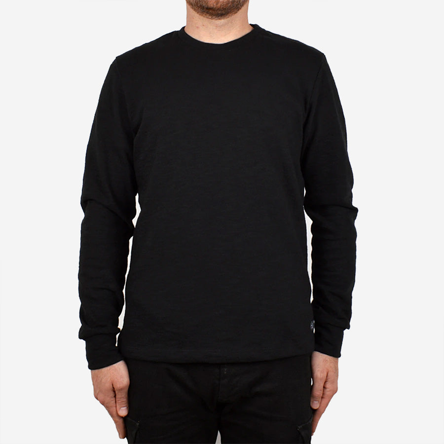 Double Slub Long-Sleeve T-Shirt - Black