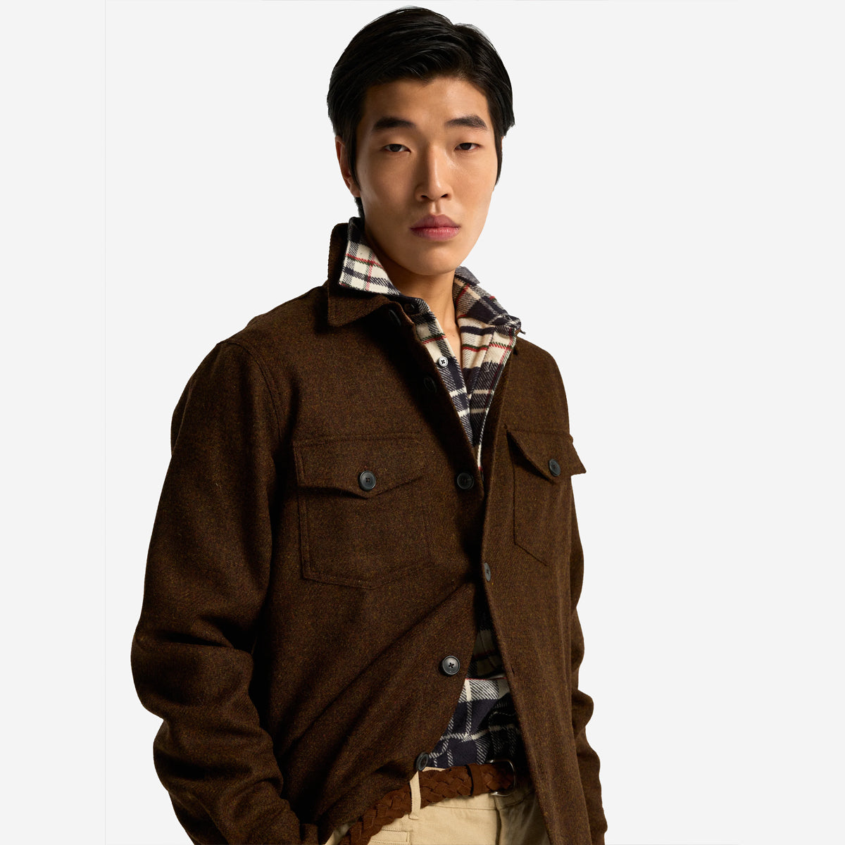 Hillside Plaid Flannel Shirt - White/Black