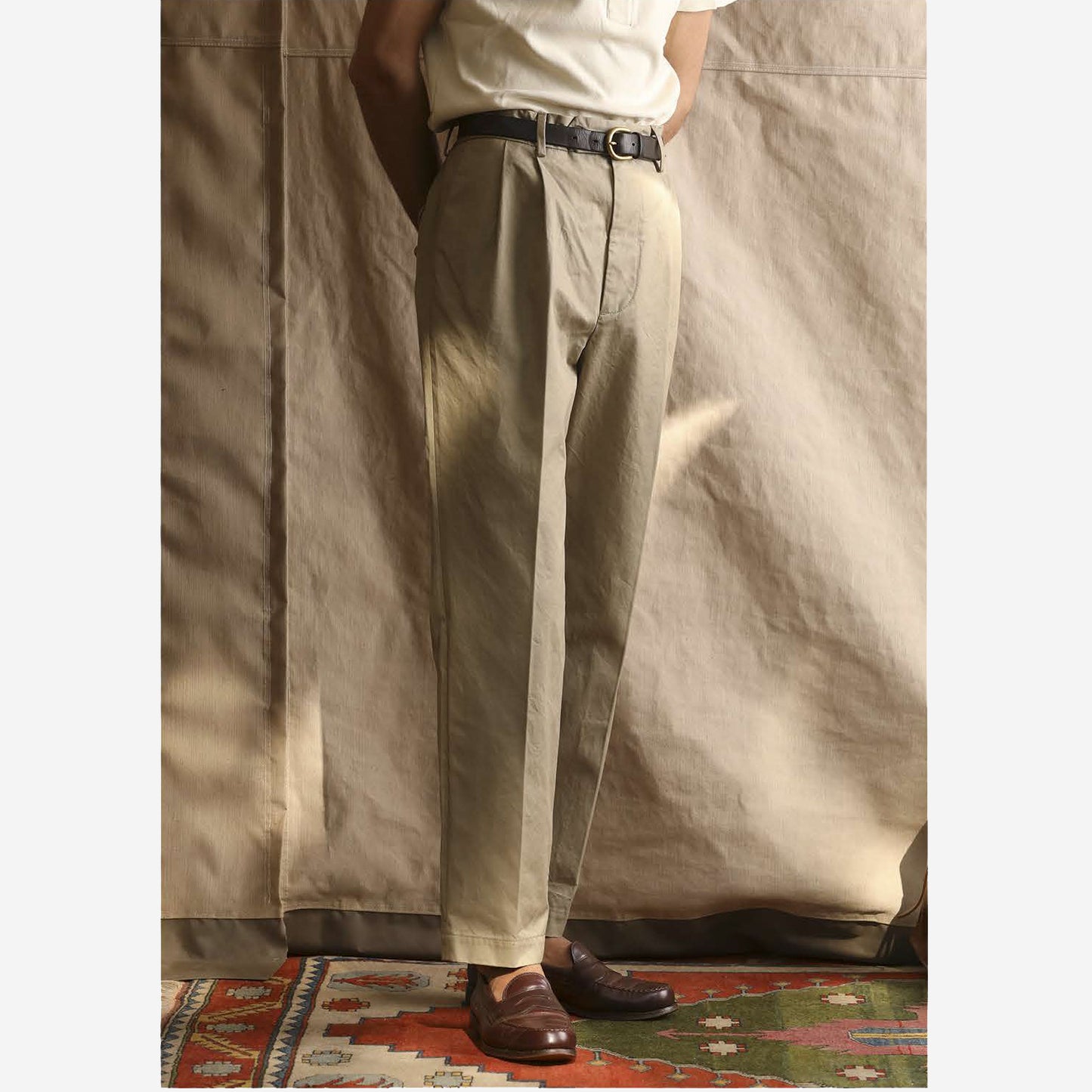 Martin Two Pleat Gabardine Pant - Off-White