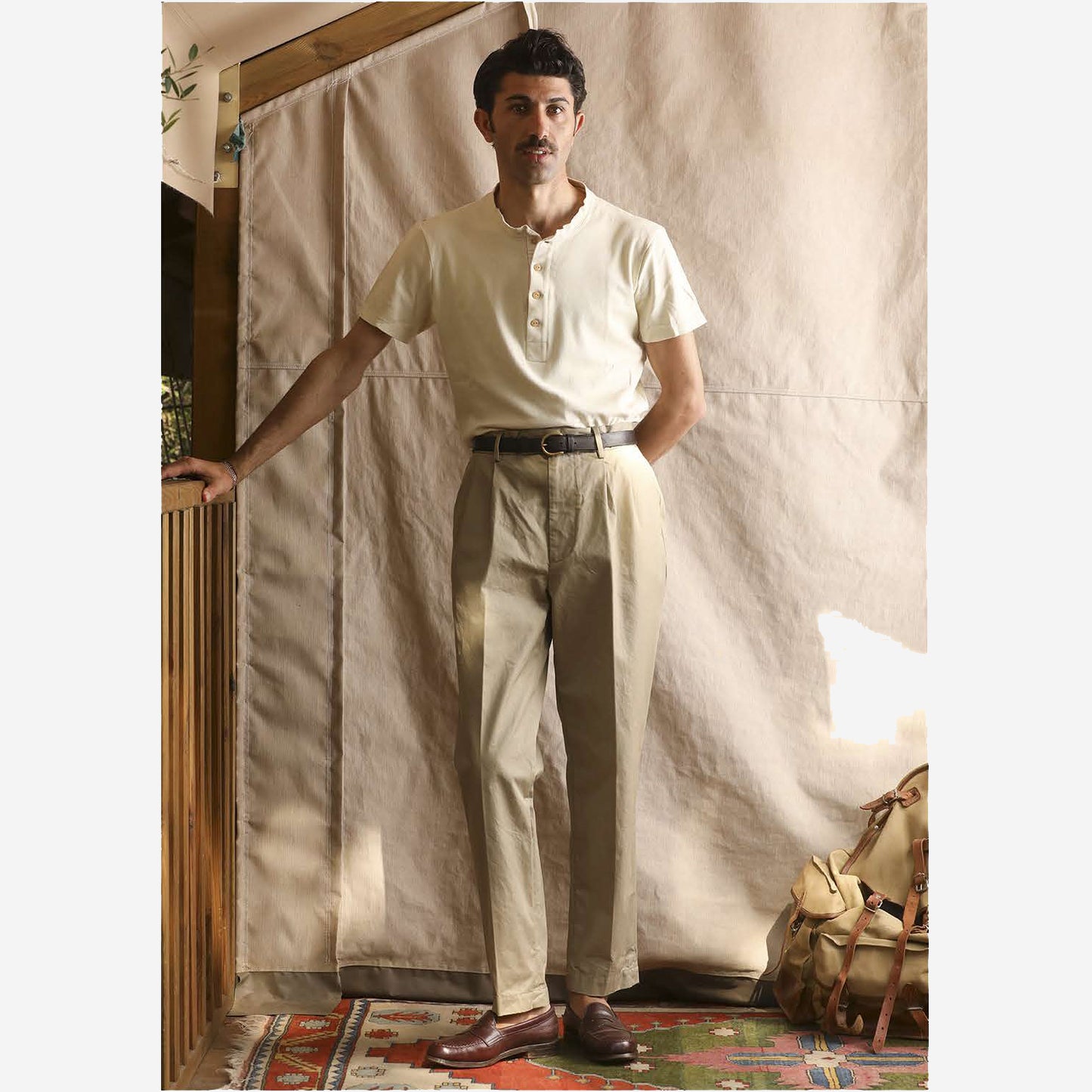 Martin Two Pleat Gabardine Pant - Off-White