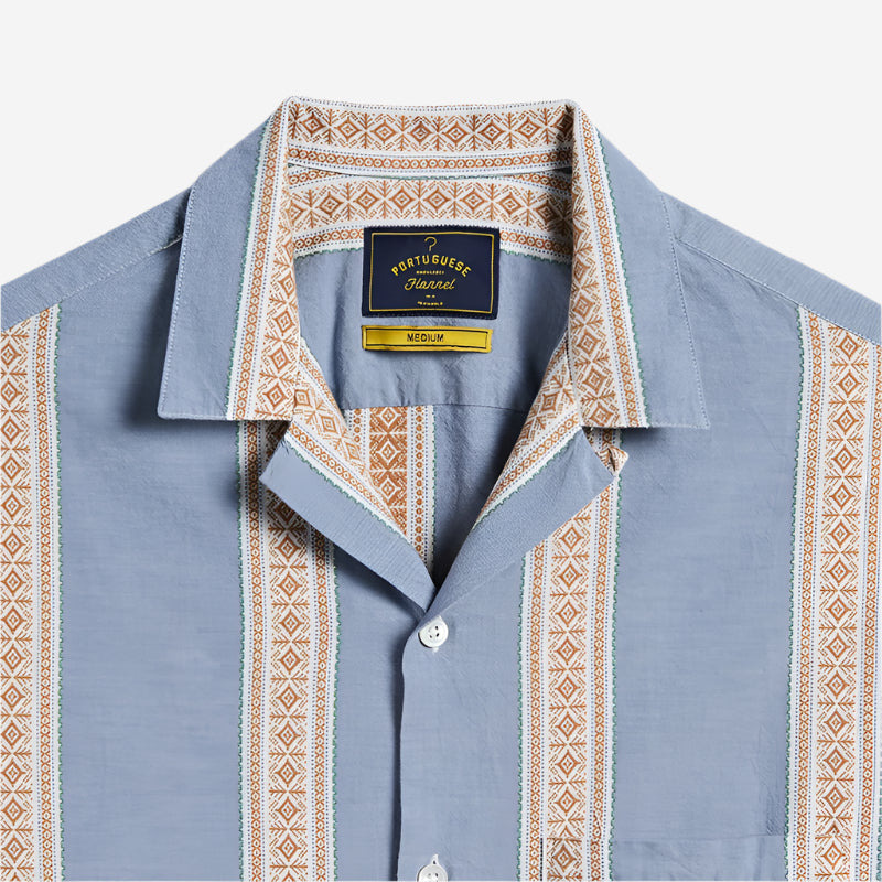 Melissa Jacquard S/S Vacation Shirt - Blue