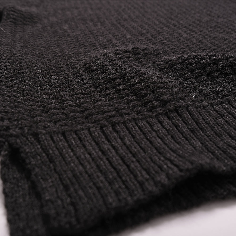 Merino Waffle Knit Sweater - Charcoal