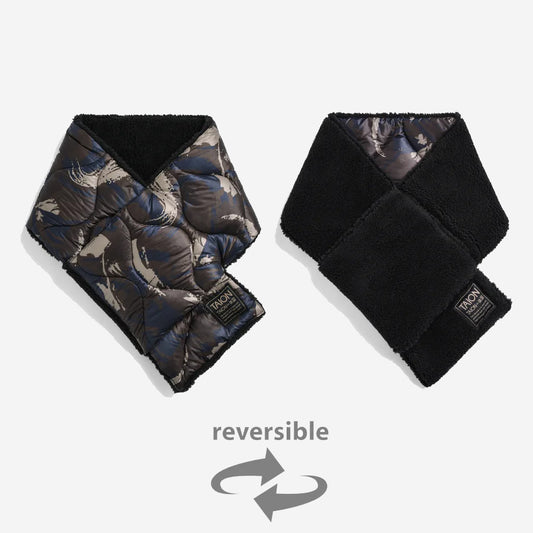 Military Reversible Down x Boa Muffler Scarf - Paint Camo/Black