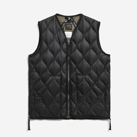 Military Zip V-Neck Down Soft Shell Vest - Black