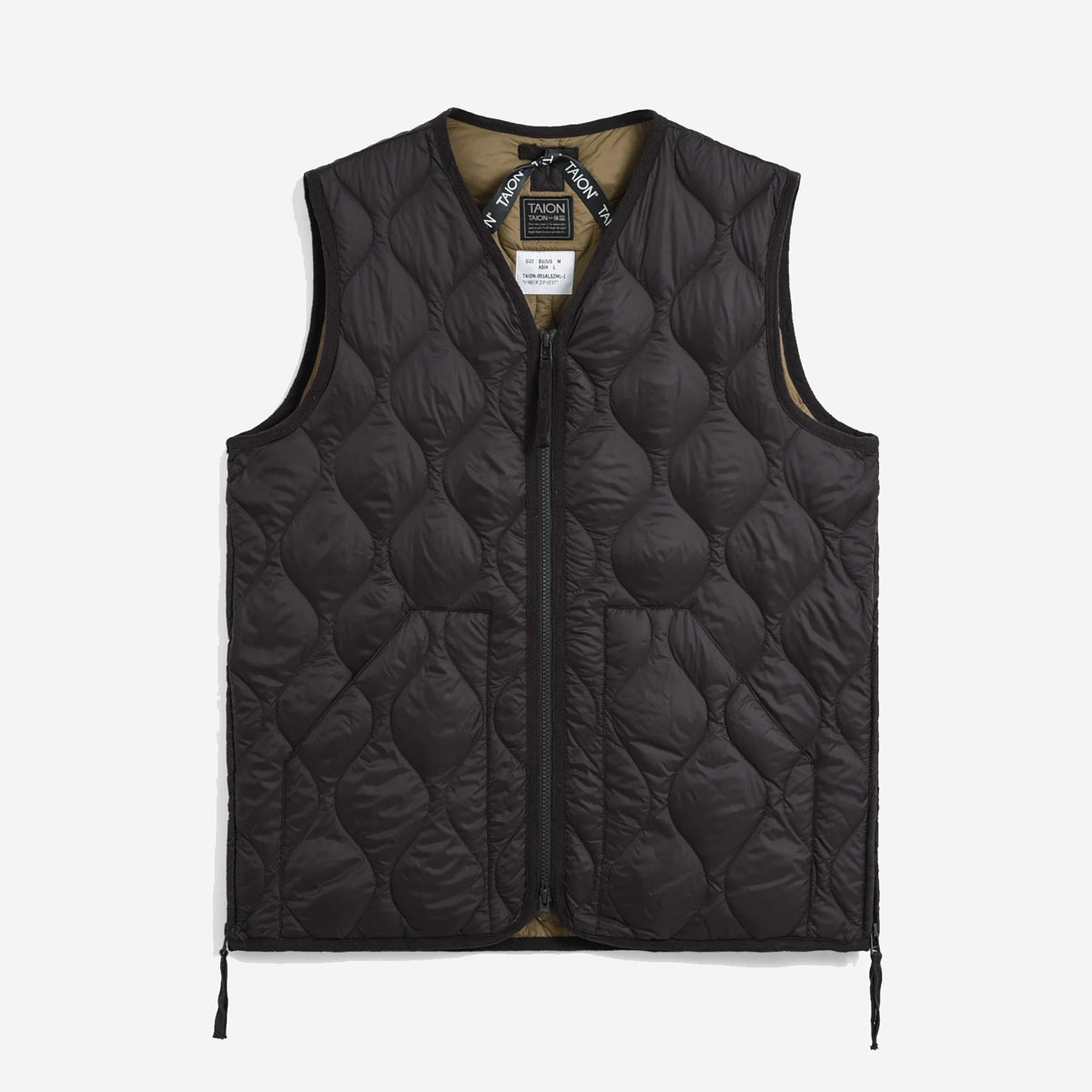 Military Zip V-Neck Down Soft Shell Vest - Dark Chocolate
