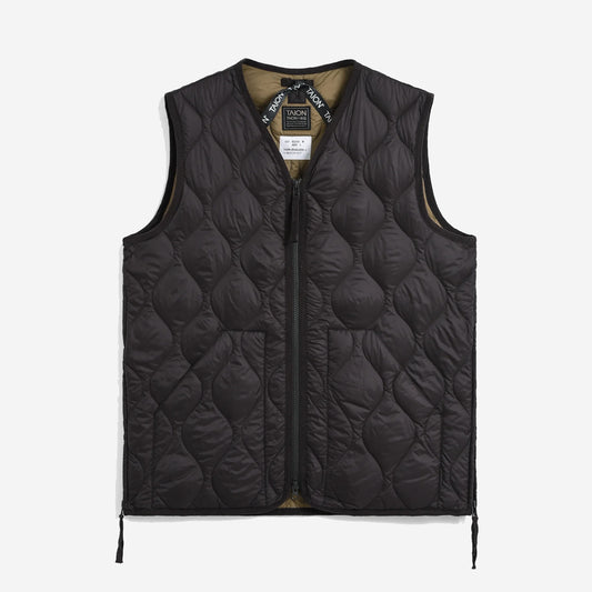 Military Zip V-Neck Down Soft Shell Vest - Dark Chocolate