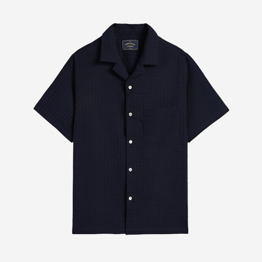 Mondego Puckered S/S Vacation Shirt - Navy