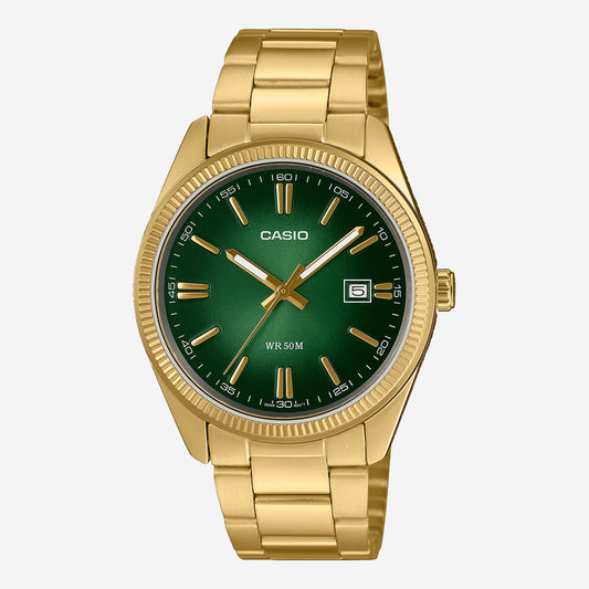 MTP1302PGC-3AV CASIO Vintage Watch - Gold/Green