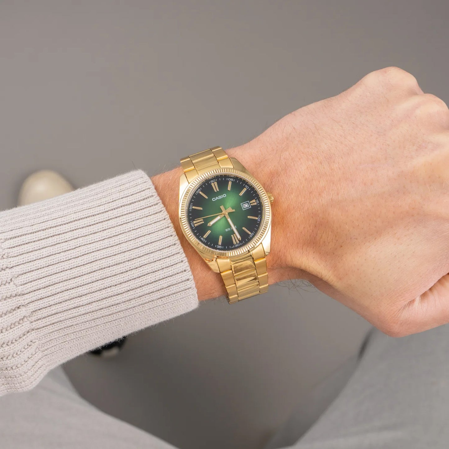 MTP1302PGC-3AV CASIO Vintage Watch - Gold/Green