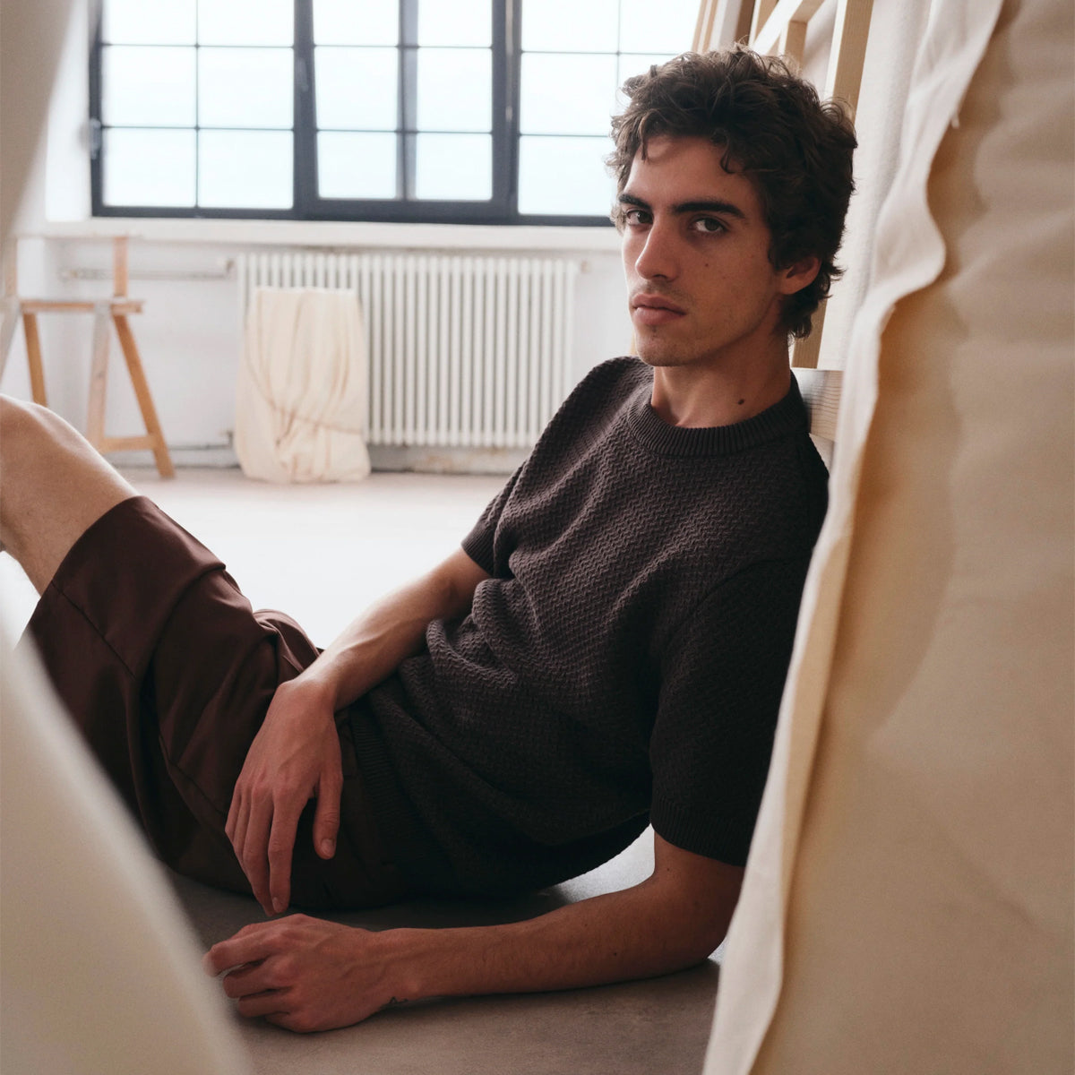 Madera Geo Knit Tee - Brown