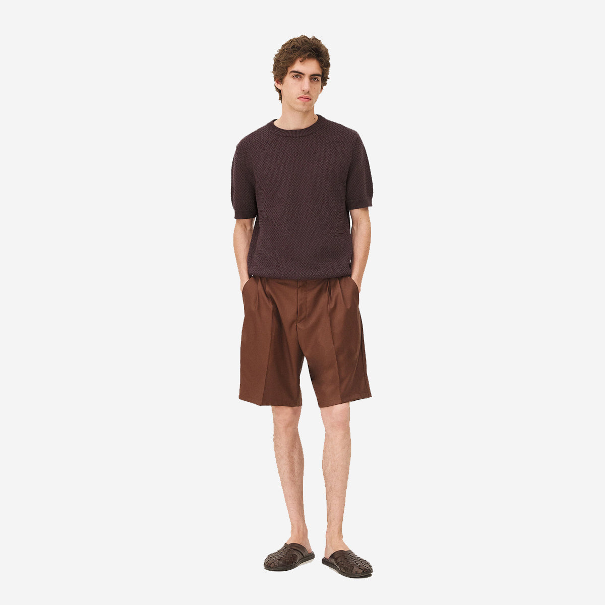 Madera Geo Knit Tee - Brown