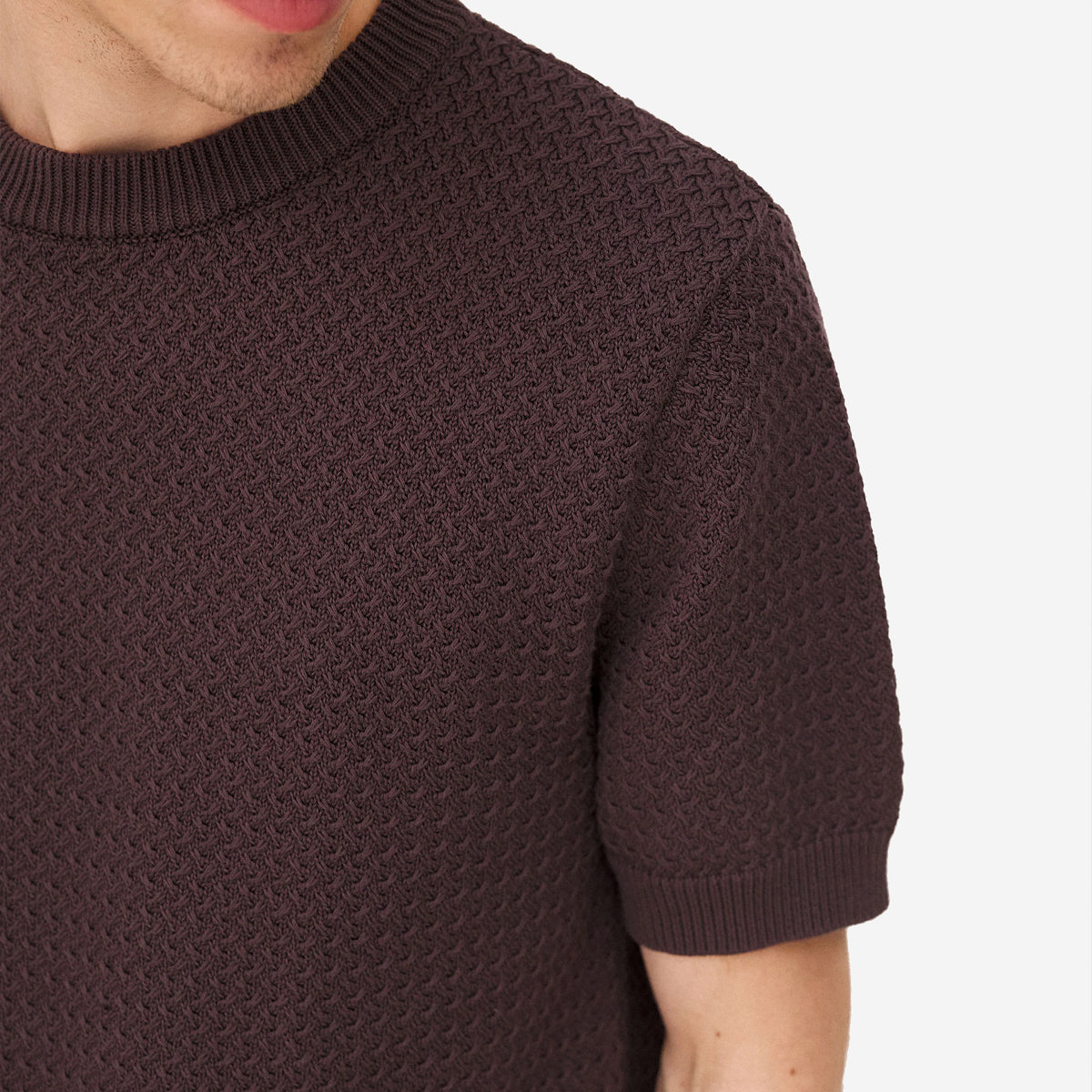 Madera Geo Knit Tee - Brown