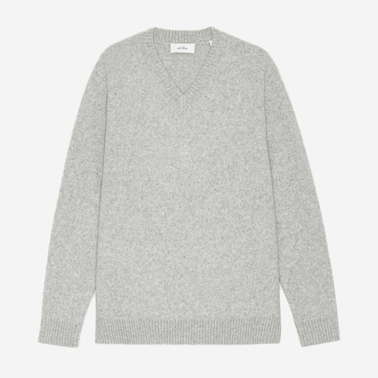 Melange Wool V-Neck Knit - Grey