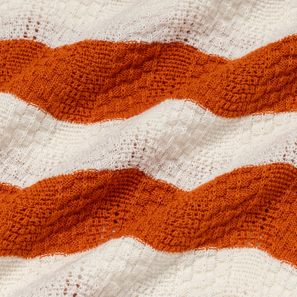 Meret Links + 2-Tone Waves Knit Polo - Orange/Ecru