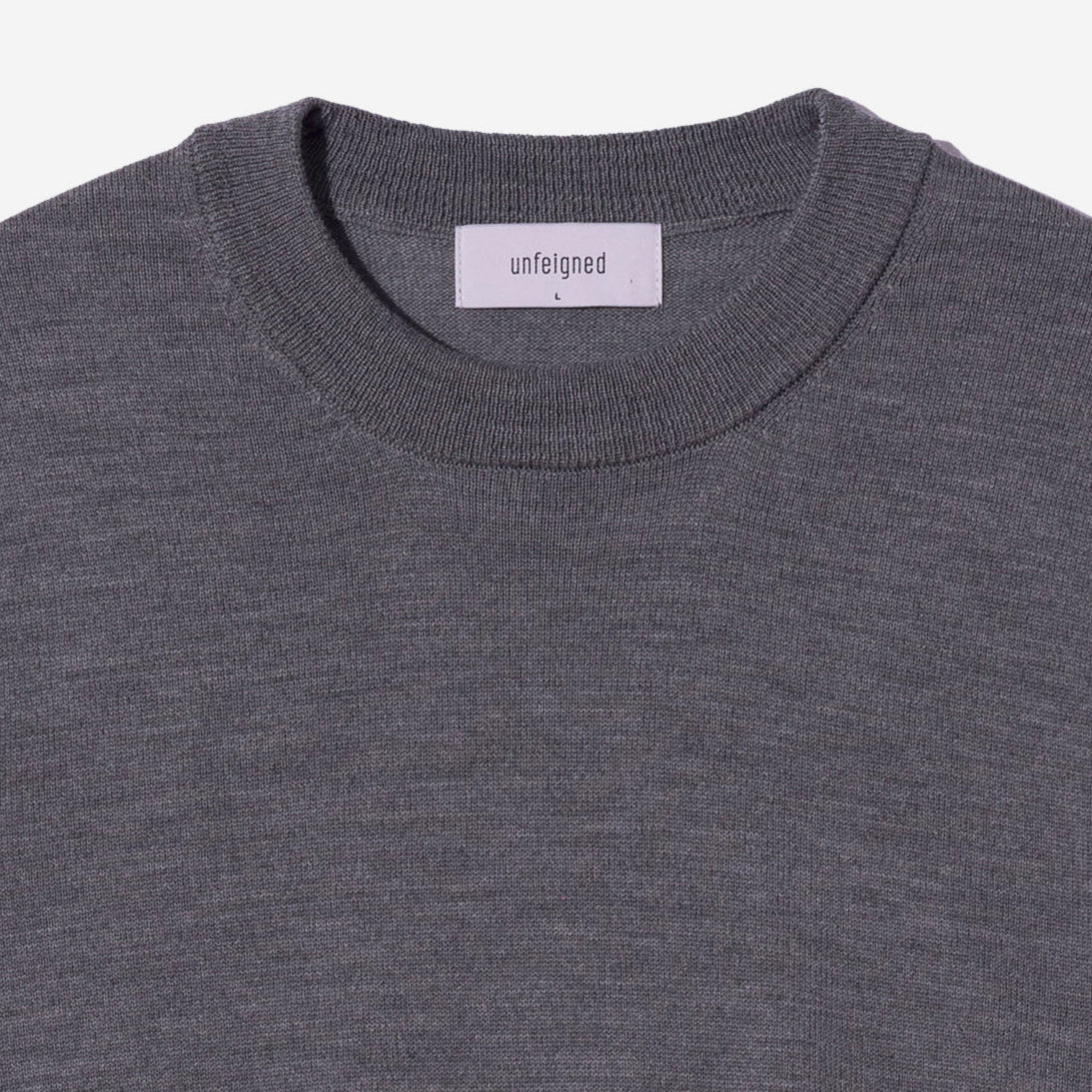 Merino Wool Knit Crewneck Sweater - Grey