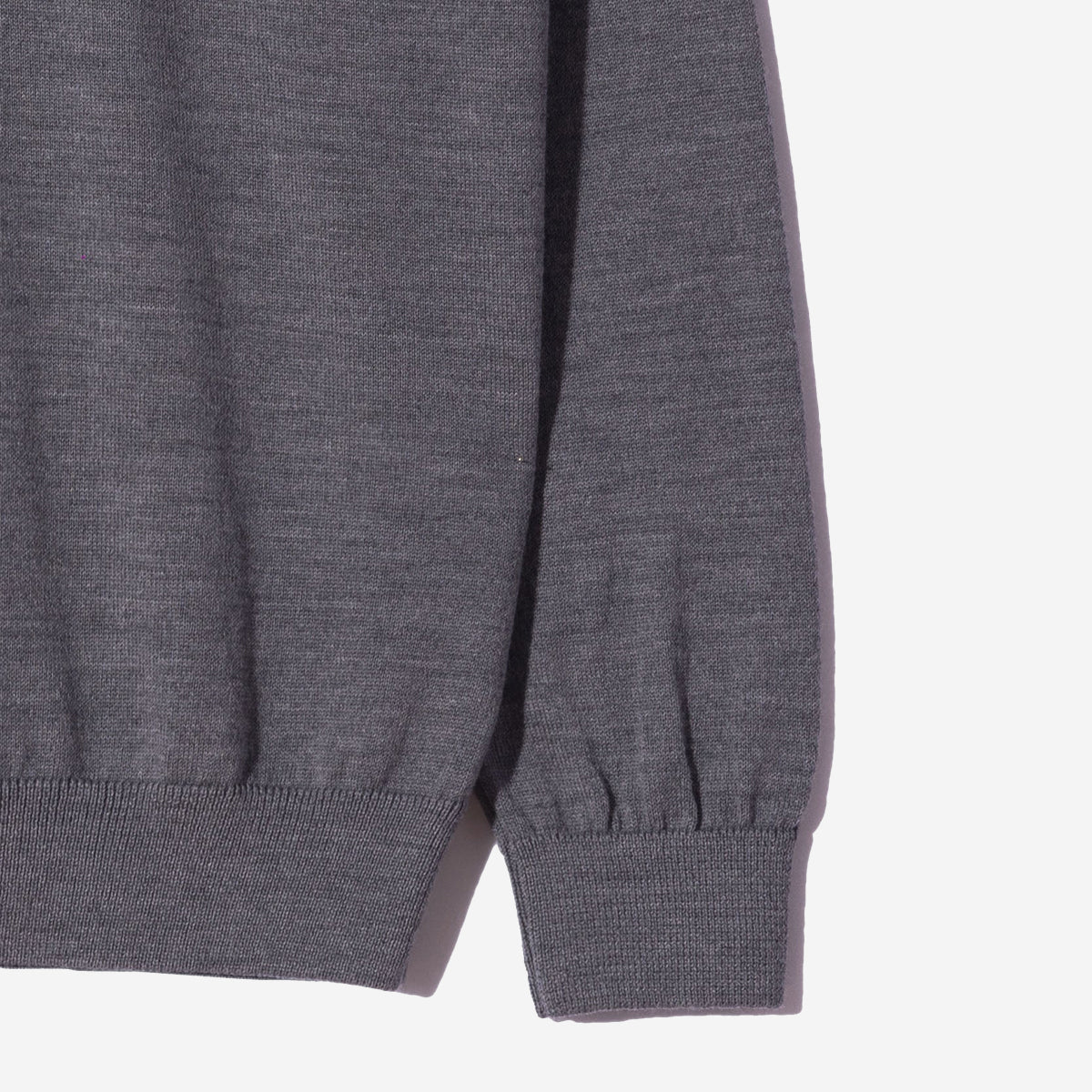 Merino Wool Knit Crewneck Sweater - Grey