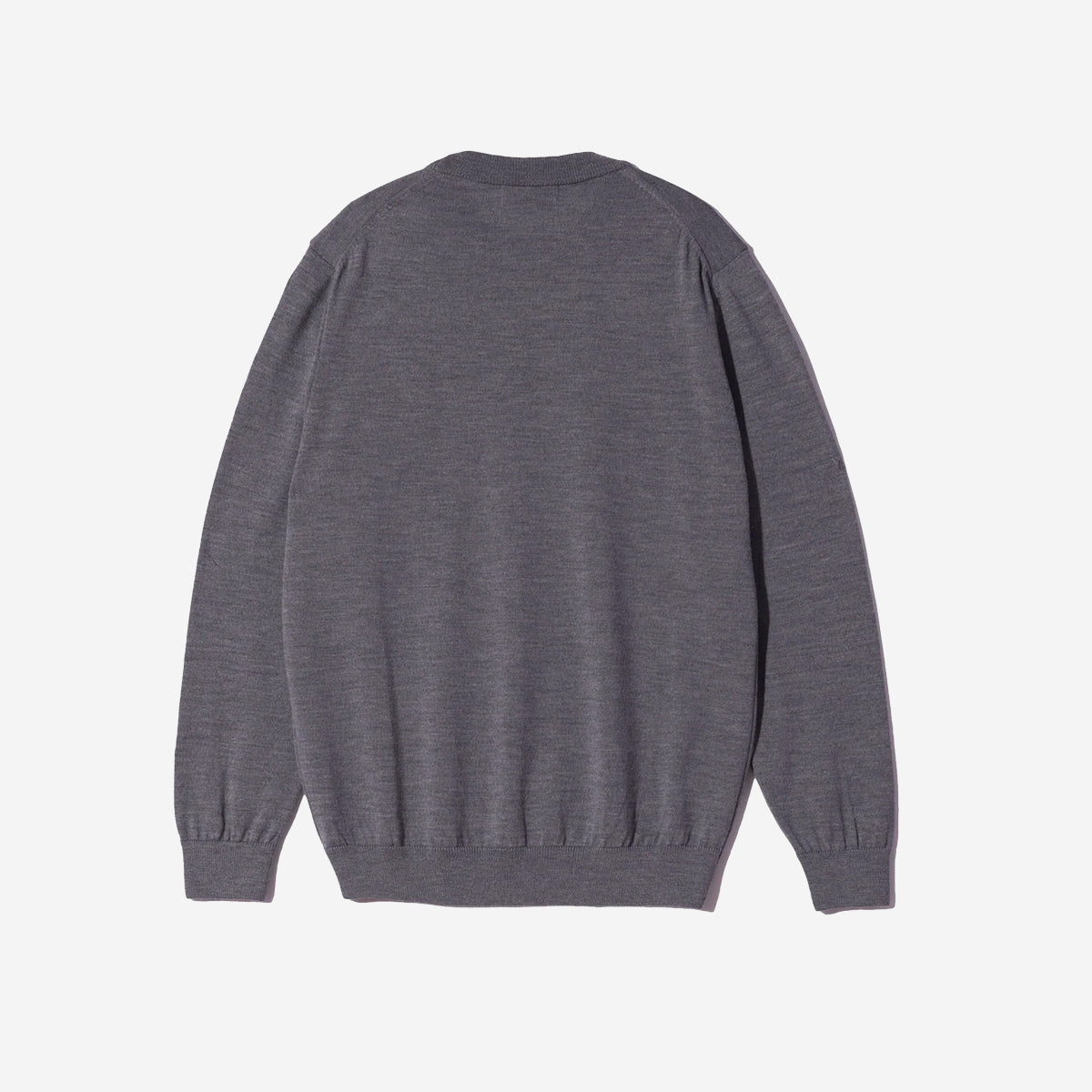 Merino Wool Knit Crewneck Sweater - Grey