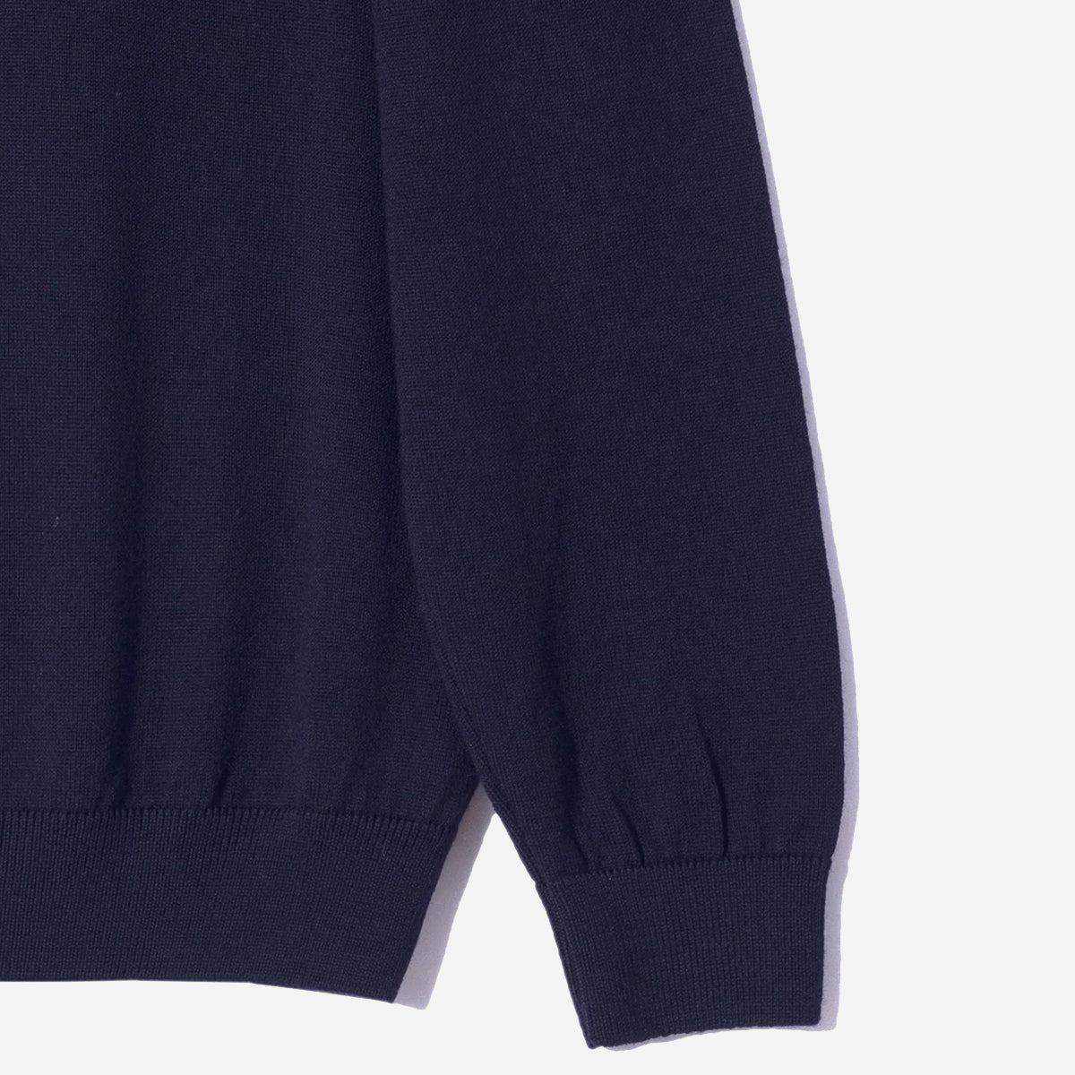 Merino Wool Knit Crewneck Sweater - Navy
