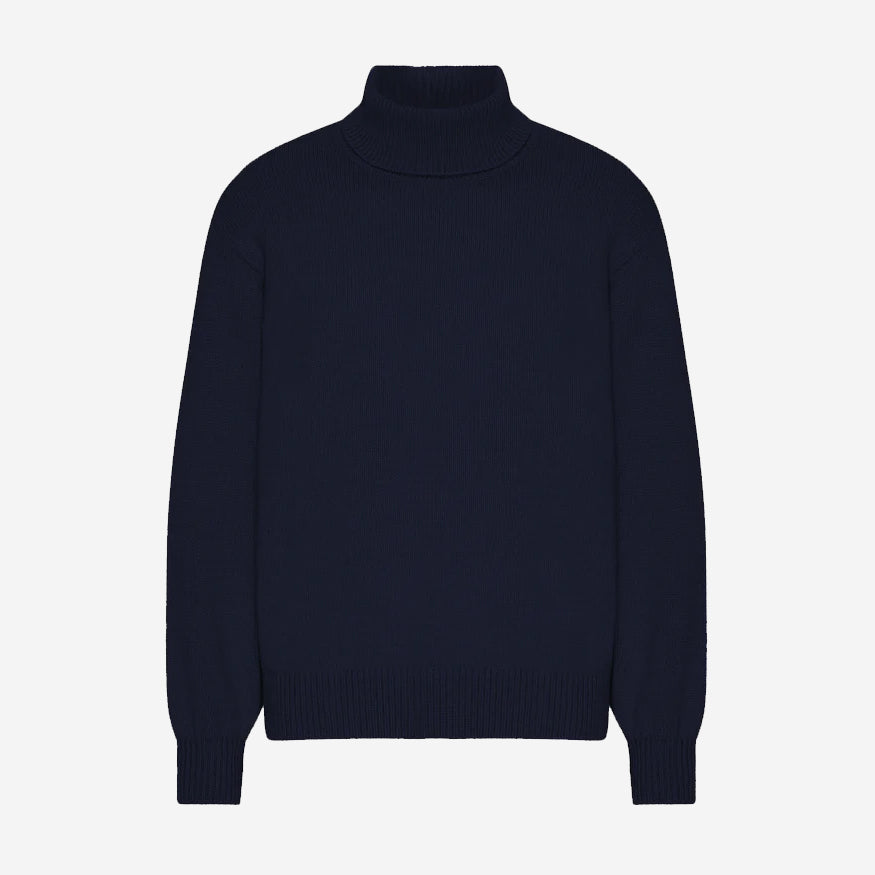 Merino Wool Turtleneck - Navy Blue