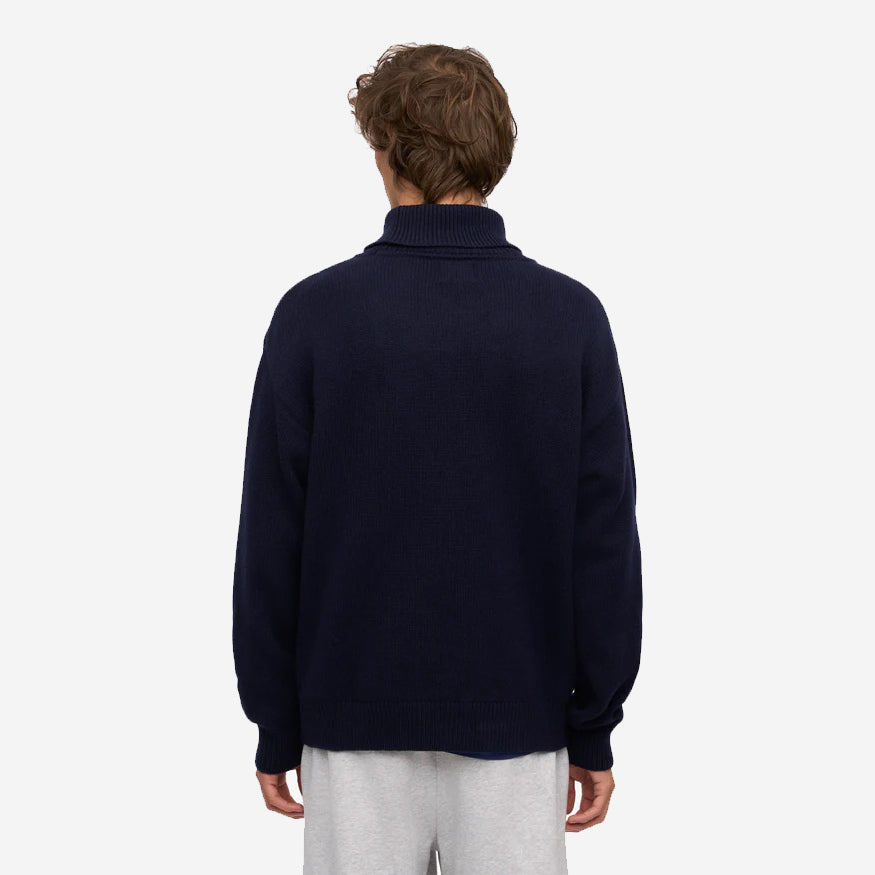 Merino Wool Turtleneck - Navy Blue