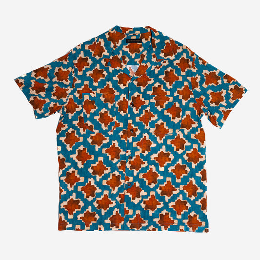 Miami S/S Vacation Shirt - Blue/Rust