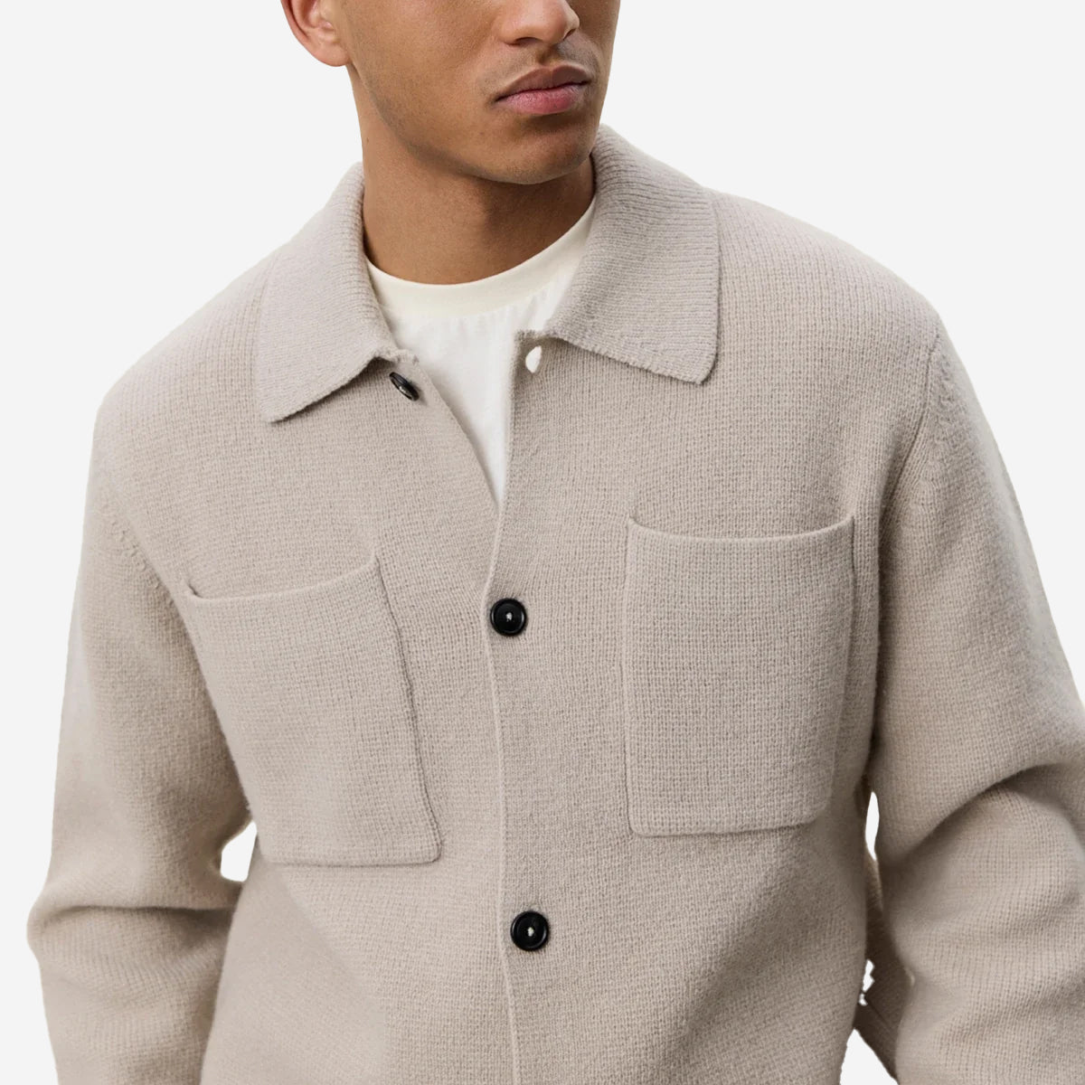 Milano Wool Knit Overshirt - Light Sand