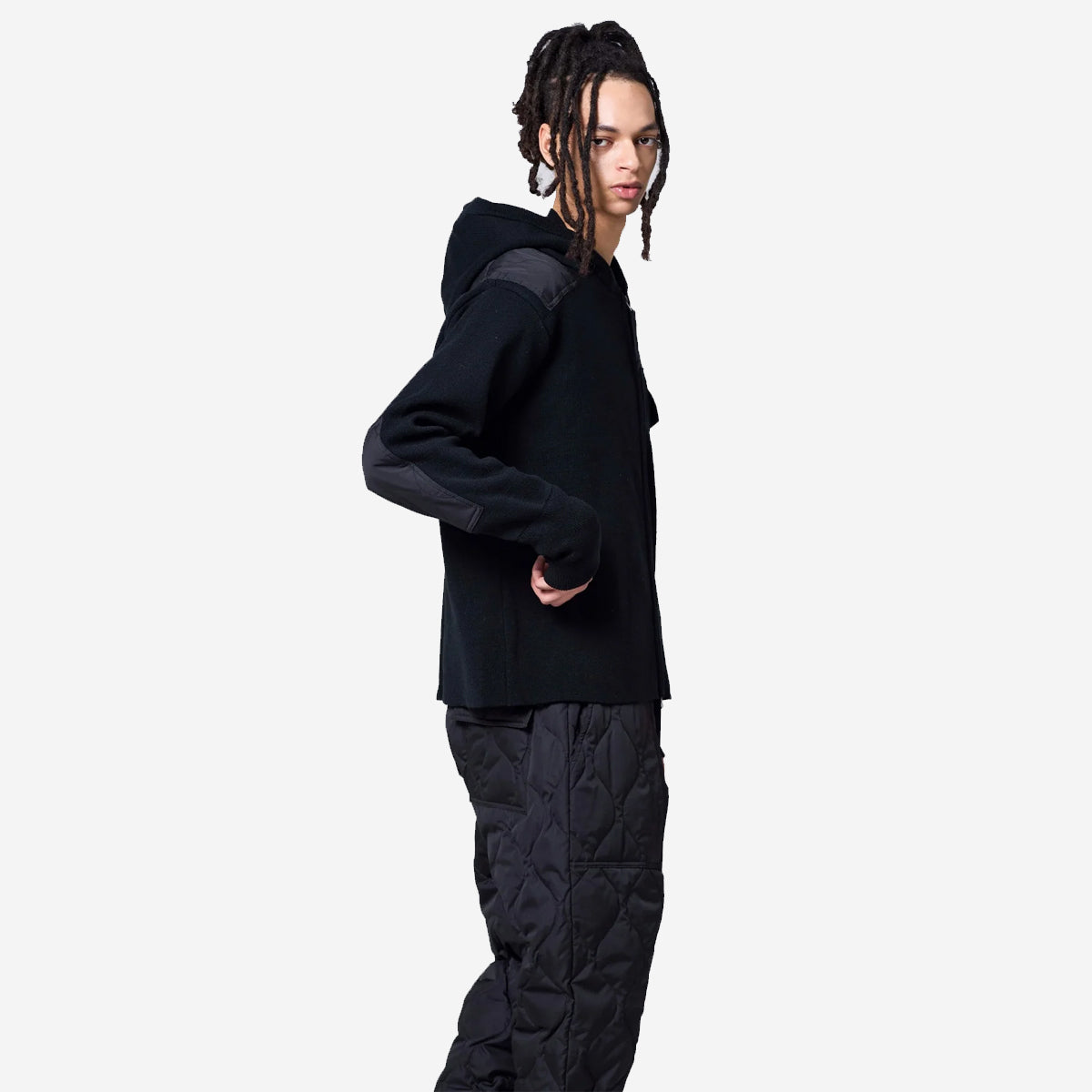 Military Double-Zip Knit Hoodie - Dark Navy