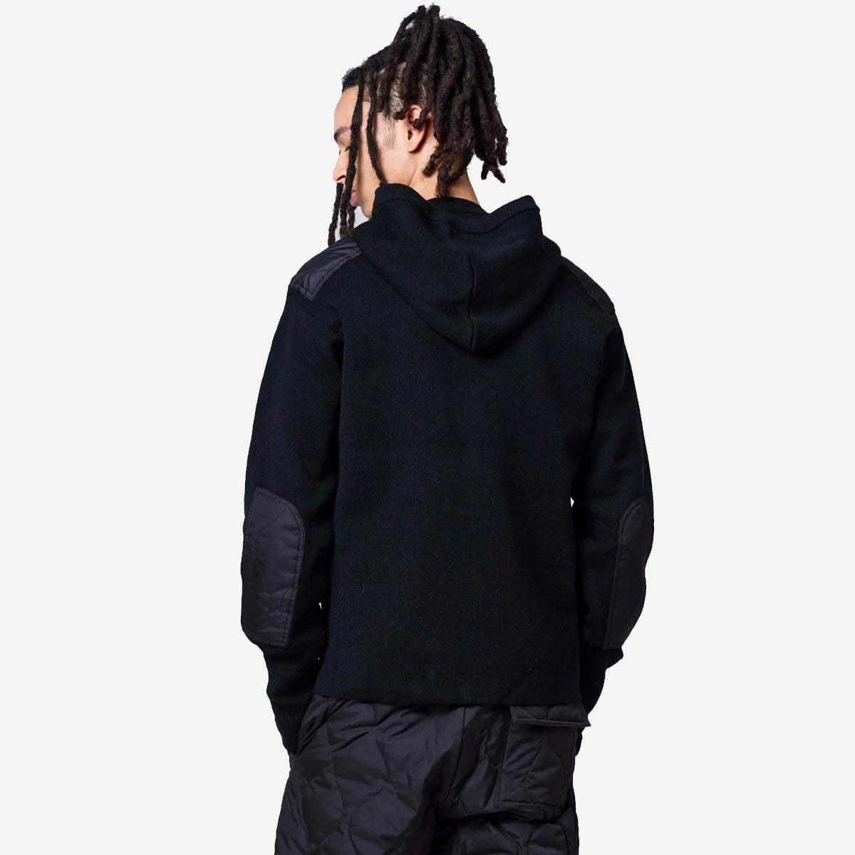 Military Double-Zip Knit Hoodie - Dark Navy