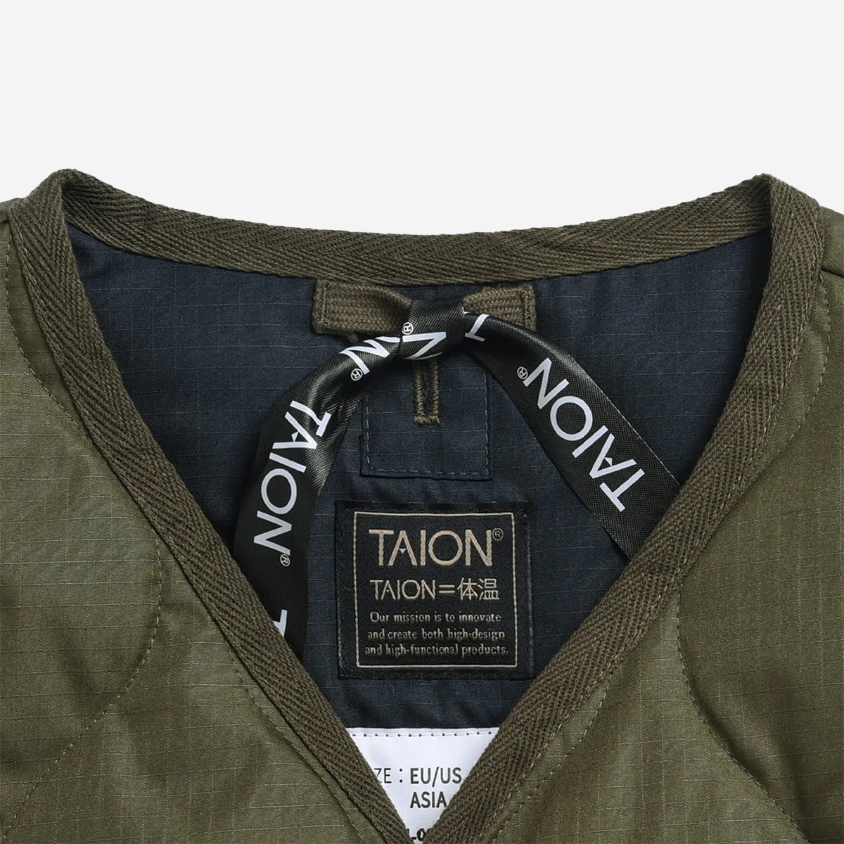 Military Zip V-Neck Down Hard Shell Vest - Indigo Denim