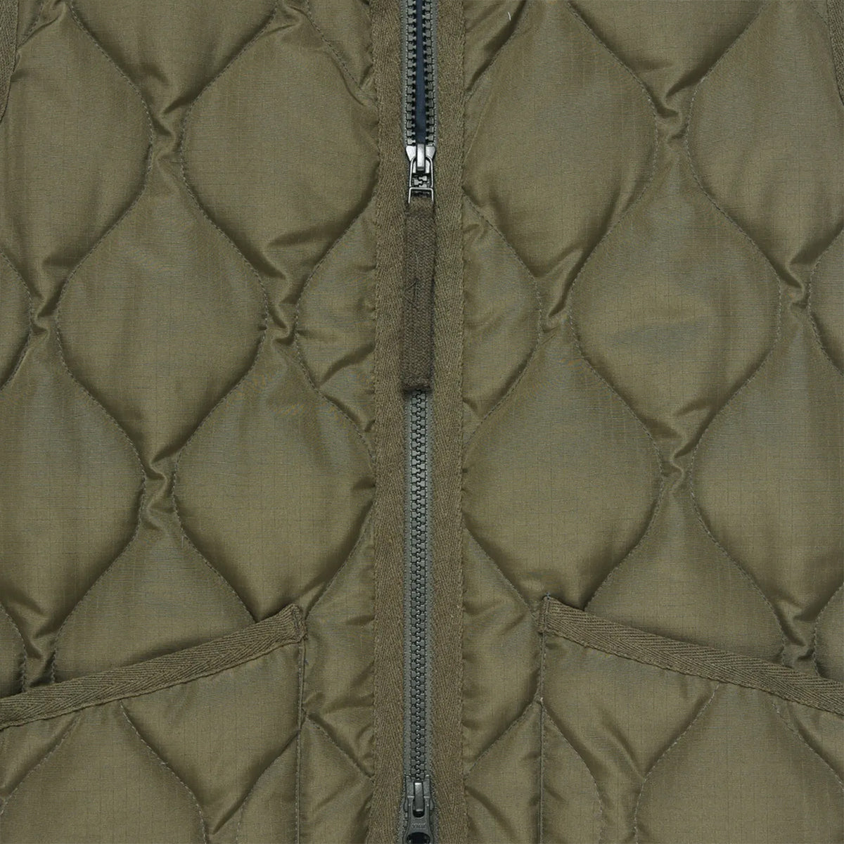 Military Zip V-Neck Down Hard Shell Vest - Indigo Denim
