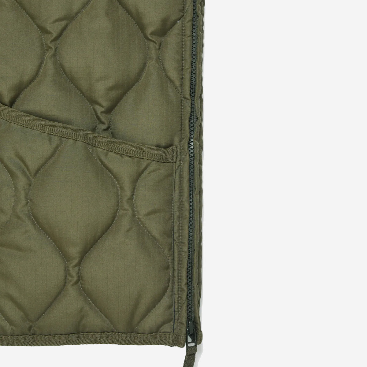 Military Zip V-Neck Down Hard Shell Vest - Indigo Denim