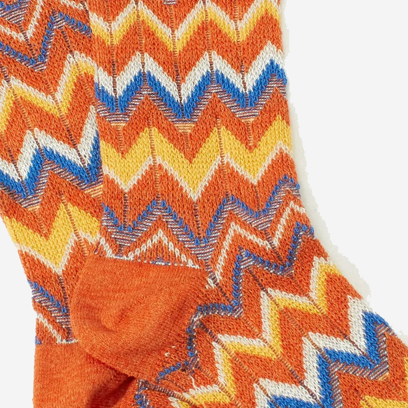 Modern Herringbone Crew Socks - Orange