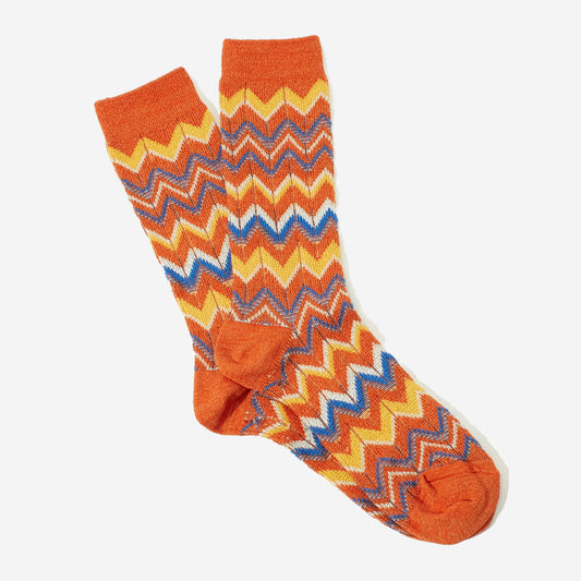 Modern Herringbone Crew Socks - Orange