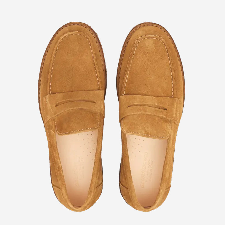 Mokaflex Suede Loafer Shoes - Whisky