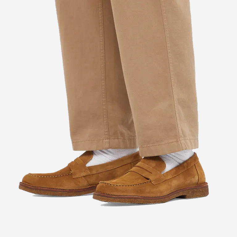 Mokaflex Suede Loafer Shoes - Whisky