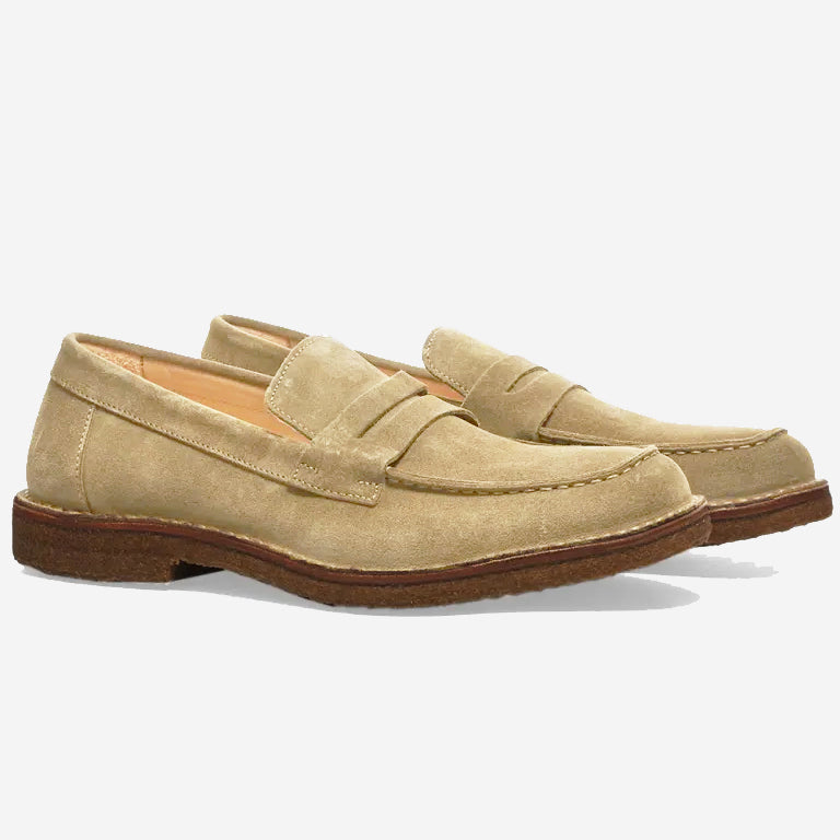 Mokaflex Suede Penny Loafer Shoes - Caramello