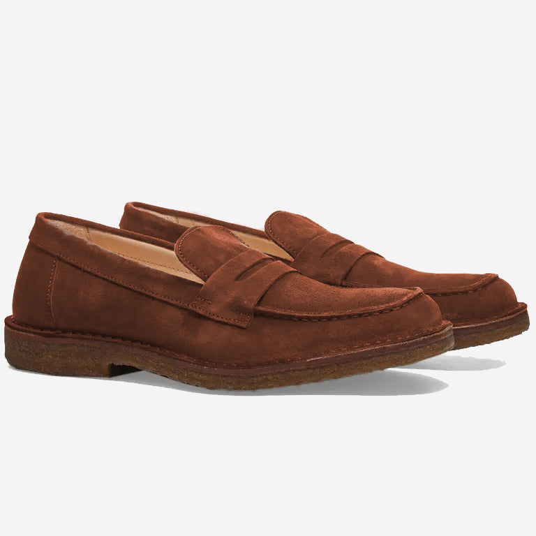 Mokaflex Suede Penny Loafer Shoes - Havana