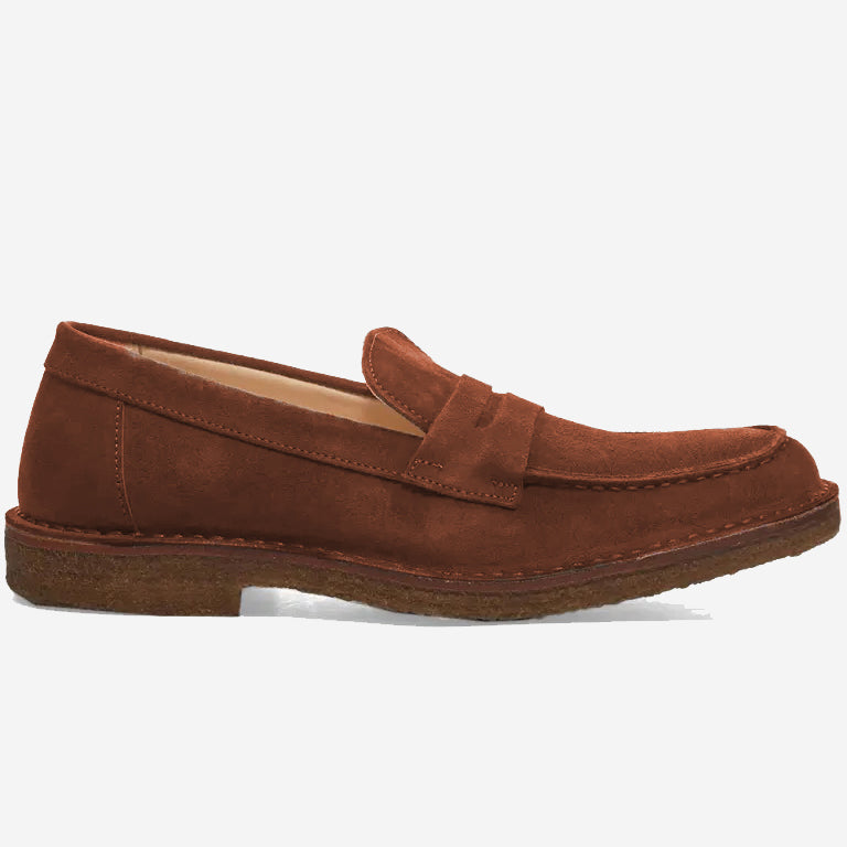Mokaflex Suede Penny Loafer Shoes - Havana
