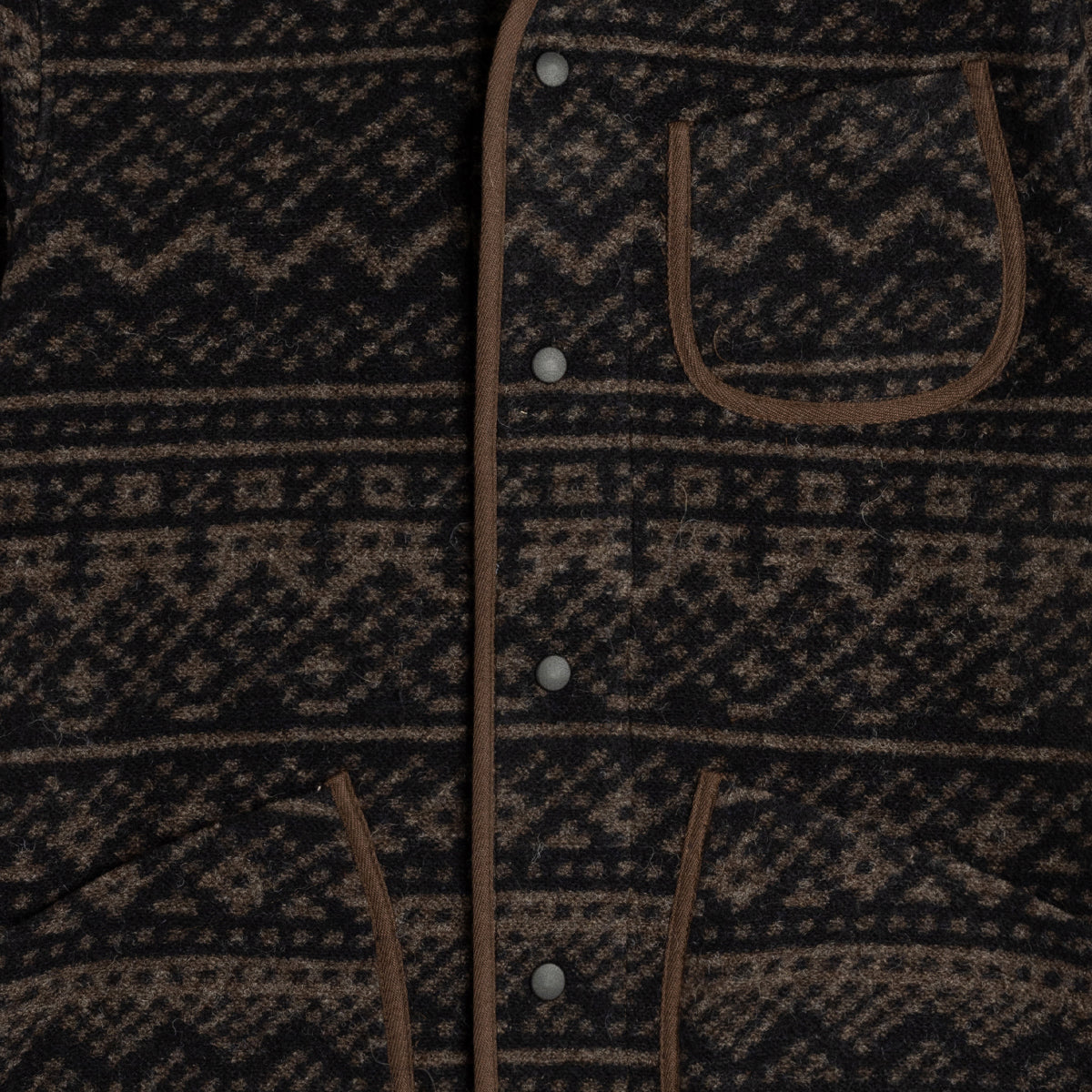 Neist Knitted Fairisle Cardigan - Peat/Black